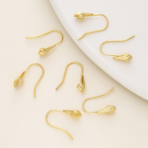 Teardrop Shaped Open Ear <b>Hooks</b> Copper Plated 18K Gold DIY <b>Earring</b> Making Jewelry Findings Components - Product Image 1