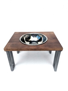 Soporte de cuenco para mascotas de madera ecológico de alta calidad, olla de alimentación de acero inoxidable portátil doble, forma redondeada más vendida al por mayor - Product Image 3