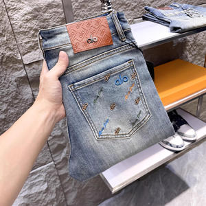 กางเกงยีนส์ผ้ายืดเข้ารูป<span class=keywords><strong>ขา</strong></span>ตรงสไตล์ยุโรป, กางเกงยีนส์ลำลองยาวระดับไฮเอนด์สำหรับผู้ชายกางเกงยีนส์ซักกลาง - Product Image 2