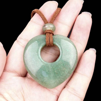 Natuurlijke kristallen hartvormige hanger ketting - Gepolijste roestvrijstalen edelsteen sieraden, Valentijnsdag/verjaardagscadeau