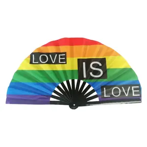 2023Large Size Big Clark Sound Personalized Rainbow Hand Fan For Rave Party Show Gift