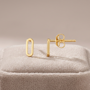 Pendientes de Moda Minimalistas con Forma Ovalada en Oro Sólido de 14K para Uso Diario, Regalo Unisex, Joyería al por Mayor - Product Image 3
