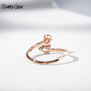 แหวน Starsgem Toi Et Moi ทองคำแท้ 10K สีโรสโกลด์ ประดับเพชรเพาะเลี้ยง - Product Image 4