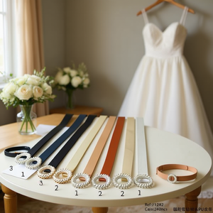 Ceinture de mariage Angelina ronde en PU avec boucle en strass 71282 - Product Image 4