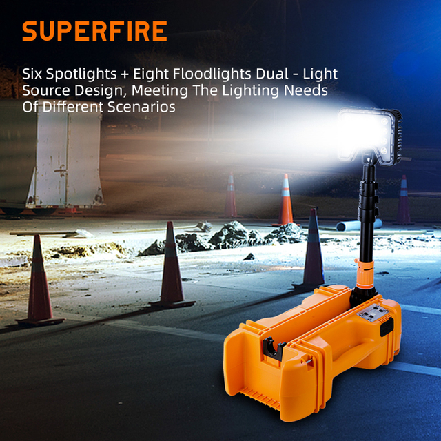 SUPERFIRE FS5-D Rechargeable DC IP65 LED Portable Work Light White High CRI 95 4684 Lumens 6000K 180 Beam Angle Water Resistant