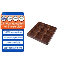 Plateau en bois multi-compartiments, plateau de service en bambou avec 9 sections, plateau à collation divisé en bois, boîte de rangement pour noix