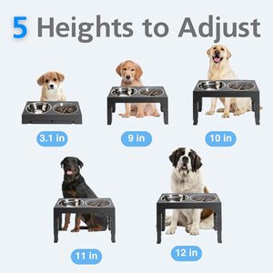 BOBITE Support de bol pour chien surélevé à 5 hauteurs réglables avec double mangeoire pour chien en acier inoxydable bols surélevés pour animaux de compagnie - Product Image 4