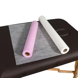 批发一次性粉色聚丙烯无纺布按摩床单卷床单卷纸每卷100张按摩台
