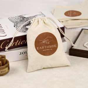 Bolsa de Almacenamiento de Joyería con Cordón de Algodón Orgánico, Impresa Personalizada, a Prueba de Polvo, con Empaque para Collares - Regalo - Product Image 1