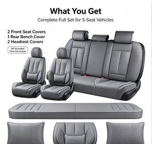 Juego Completo de Fundas y Cojines para Asientos de Auto MELCO BSCI Gris, para Asientos Delanteros y Traseros, Ajuste Estándar, Protección Impermeable - Product Image 4