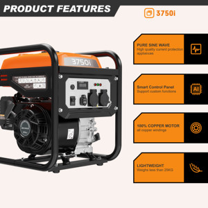 Máy phát điện xăng khung mở Hwasdan H3750i 12V/24V 3500W 120V/240V <span class=keywords><strong>50</strong></span>/60hz dùng cho gia đình - Product Image 3