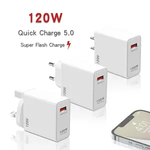 EU US UK USBโทรศัพท์มือถือเครื่องชาร์จติดผนังชาร์จเร็วซ็อกเก็ตQC5.0 120W Quick ChargerสําหรับIphone 15 Pro Max