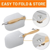 Pelle à pizza pliable en métal de 12 pouces sur 14 pouces avec poignée en bois, ensemble complet de four à pizza et accessoires pour la cuisson
