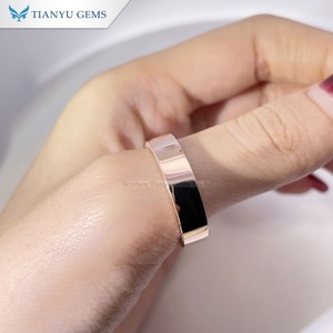 Tianyu Gems Brush Finish 5mm Width Band <b>Men</b> <b>Ring</b> Round Lab Diamonds Custom Made Rose Gold 18k 14k 10k Male <b>Rings</b> Wedding Jewelry - Product Image 3