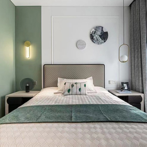 Letto Moderno <span class=keywords><strong>King</strong></span> <span class=keywords><strong>Size</strong></span> Morbido con Struttura in Legno, Testiera Stile Hotel, Rivestimento in Tessuto, Dimensioni 180x200cm - Product Image 6