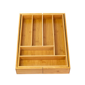 Boîte de rangement en bambou pour <span class=keywords><strong>tiroir</strong></span>, plateau pour vaisselle, boîte de rangement de bureau, séparateur de <span class=keywords><strong>tiroir</strong></span> en <span class=keywords><strong>bois</strong></span> pour couteaux de cuisine - Product Image 1