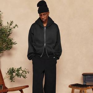 ผู้ผลิตเสื้อฮู้ดดี้ขนาดใหญ่พิเศษ ผ้าฝ้าย 100% หนานุ่ม แบบเรียบ ไม่มีลาย สำหรับผู้ชาย เสื้อฮู้ดดี้ขนาดใหญ่พิเศษแบบซิปคู่ - Product Image 6