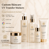 Autocollants personnalisés pour soins de la peau, transfert UV, 3D en relief, imperméables, sans étiquette, pour bouteilles et pots cosmétiques, kits de logos de marque OEM ODM
