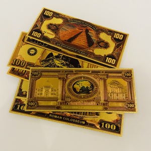 ธนบัตรสะสมแบบกำหนดเอง ภาพจำลองเจ็ดสิ่งมหัศจรรย์ของโลก ธนบัตรพลาสติกเคลือบทองคำ 24k  แผ่นทองคำเปลว - Product Image 6