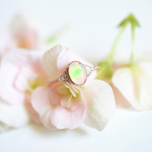 Minimalist Opal Look Ring for Women Rose Tone Elegant Fashion Finger Jewelry - Product Image 4