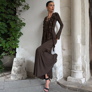 FS11359A New Arrival <strong>Clothes</strong> Women Casual Maxi Dress Pleated Dresses - Product Image 2