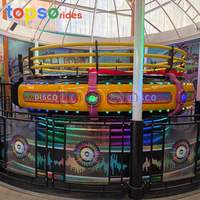 Manège Disco Fou à Entraînement Mécanique pour Enfants, Hauteur Personnalisable, 16 Places, Vitesse Réglable, Acier/Fibre de Verre