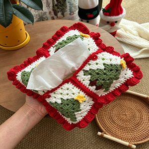 Kit de <span class=keywords><strong>crochet</strong></span> <span class=keywords><strong>Granny</strong></span> Square pour boîte à mouchoirs de Noël, ensemble de porte-mouchoirs vintage fait main DIY - Product Image 2
