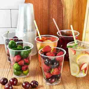 Gobelets jetables en plastique ondulé transparents de 16 oz, idéaux pour les fêtes, les pique-niques, les barbecues, les voyages et les événements - Product Image 2
