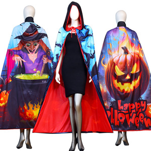 Capa <span class=keywords><strong>de</strong></span> Halloween con estampado <span class=keywords><strong>de</strong></span> calabaza, <span class=keywords><strong>bruja</strong></span>, murciélago y hombre lobo <span class=keywords><strong>para</strong></span> fiestas y actuaciones - Product Image 1