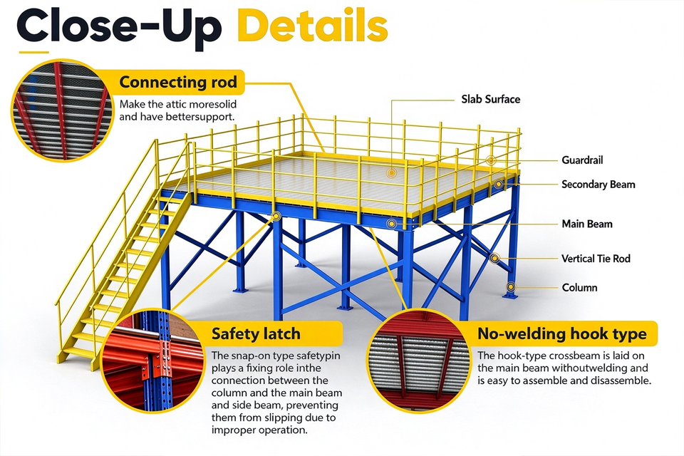 Factory Direct Heavy Duty Mezzanine Rack Steel Platform for Warehouse ...