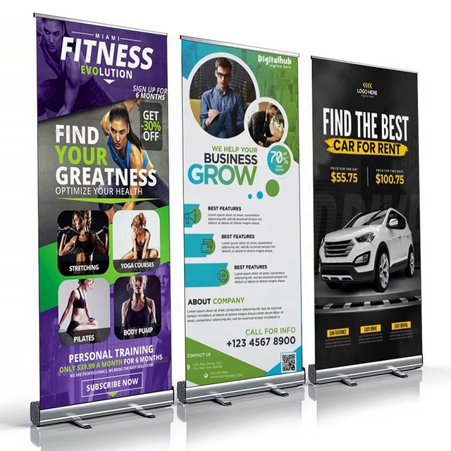 Custom Logo Print Roll up Banner Stand Aluminium Display Retractable Roll up Banner Stand