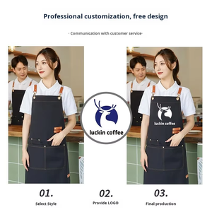 Tablier de <span class=keywords><strong>boulanger</strong></span> de haute qualité avec logo personnalisé, tablier de chef de cuisine, tablier en toile pour barista, tablier brodé réglable pour barbecue et jardin - Product Image 3