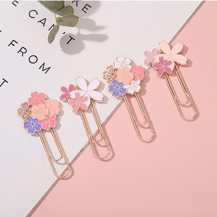 LEAZUL Ceramic Paper Clip Holder – Cute Floral Gold Line Desk Organizer For Clips & Pins