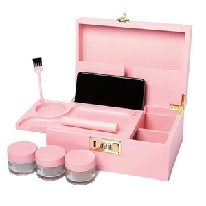 AGG Wholesale Boîte de rangement rose en bois avec serrure à combinaison pour accessoires de fumage, broyeur d'herbes sèches et plateau à rouler - Product Image 1