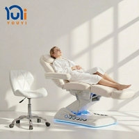 Table de Beauté Électrique de Luxe Réglable à 3/4 Moteurs, Table Faciale Courbée Blanche, Table de Massage et Lit pour Extensions de Cils