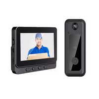 Kamera Bel Pintu Video Audio Tanpa Kabel dengan Monitor LCD IPS 4,3 Inci, Baterai Tahan Lama, HD, Komunikasi Satu Arah, Penyimpanan Kartu TF
