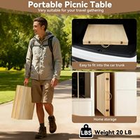 Table de pique-nique portable en bois pour l'extérieur, idéale pour s'asseoir au sol, plage, camping, barbecue, jardin, 60x30 pouces