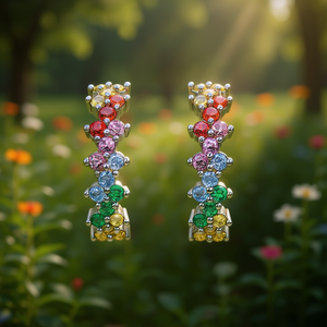 Orecchini a Cerchio Colorati E2013 in Argento 925 con Cristalli e Strass, per Uso Quotidiano Femminile - Product Image 2