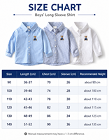 Chemise Classique Garçon 2026 à Manches Longues 100% Coton Broderie Ours Boutonnée Style Preppy Scolaire Formel Décontracté Haut Enfant 3 Couleurs