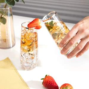 9OZ Shatterproof Clear Plastic Stemless <b>Gold</b> <b>Rim</b> Disposable PET <b>Wine</b> <b>Glasses</b> for Champagne Flutes for Transparent <b>Glass</b> Parties - Product Image 2
