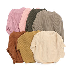 Hot Sale Warm Winter Herbst Design Plain Farbe Kinder Basic Kleidung Rundhals ausschnitt Pullover für Mädchen Weihnachten Kid Strick pullover - Product Image 1