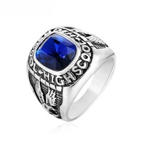 2025 vente chaude personnalité européenne et américaine Punk Gem bague militaire hommes rétro exagéré titane acier anneau