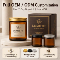Bocaux à bougies en verre ambré brillant avec couvercles métalliques, vente en gros, contenants vides pour bougies brunes de 500 ml, logo personnalisé, fabrication de bougies parfumées