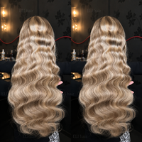 Perruque Lace Front HD 13x4 Blond Cendré Sans Colle, Cheveux Humains Brésiliens Vison, Ondulée, Cuticules Alignées