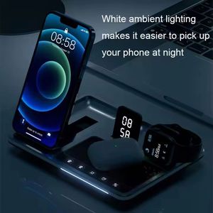 Fast Charging R11 Desktop Electric Smart Lifting 4 in 1 Phone Charger Digital Alarm Clock 15W <b>Wireless</b> Charger With Light - Product Image 4