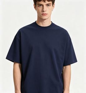 Camiseta Oversize para Hombre, 250G, Azul Oscuro, 100% Algodón Peinado, Hombros Caídos, Color Sólido, Manga Corta, Casual - Product Image 5
