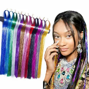 Kerst Klatergoud Haar Decoraties Sparkling Bling Vlechten Hair Extensions Partij Hoogtepunten Multi-Kleuren Synthetische Glitter Haar