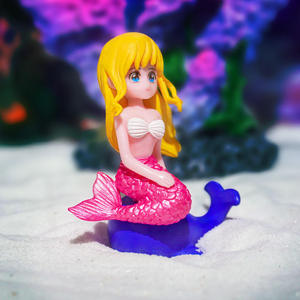 水族館の人魚漫画風PVC工芸品、家の装飾、水槽アクセサリー、人工樹脂製人魚フィギュア（水槽用） - Product Image 3