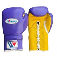 Gants de boxe en cuir de qualité supérieure, à doigts entiers, avec sangle de poignet réglable, respirants, à lacets, avec logo personnalisé