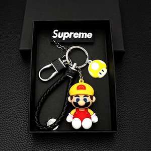 Dessin animé mignon <span class=keywords><strong>Mario</strong></span> Super Mary Silicone <span class=keywords><strong>cartable</strong></span> porte-clés personnalité créative voiture pendentif pour hommes et femmes - Product Image 3